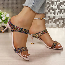 KissICON Shiny Crystal High Heels Sandals for Women Plus