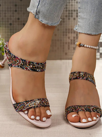 KissICON Shiny Crystal High Heels Sandals for Women Plus