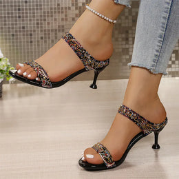 KissICON Shiny Crystal High Heels Sandals for Women Plus