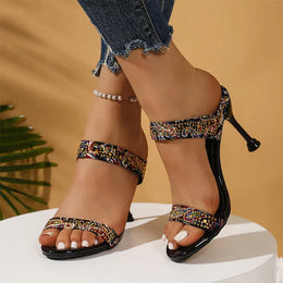 KissICON Shiny Crystal High Heels Sandals for Women Plus