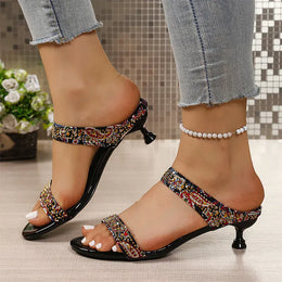 KissICON Shiny Crystal High Heels Sandals for Women Plus