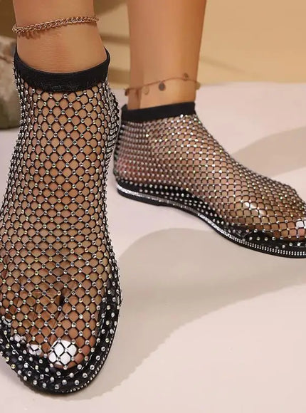 KissICON Shiny Crystal Solid Flat Sandals for Women Breathable