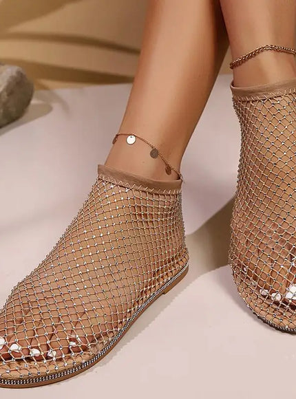 KissICON Shiny Crystal Solid Flat Sandals for Women Breathable