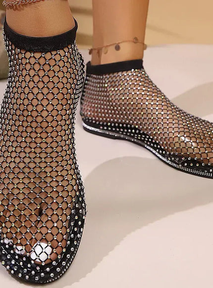 KissICON Shiny Crystal Solid Flat Sandals for Women Breathable
