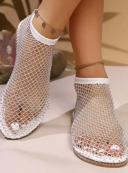 KissICON Shiny Crystal Solid Flat Sandals for Women Breathable