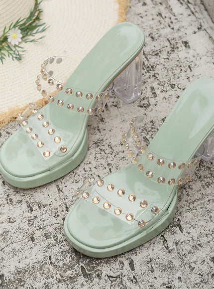KissICON Shiny Crystal Super High Heel Sandals Women Plus