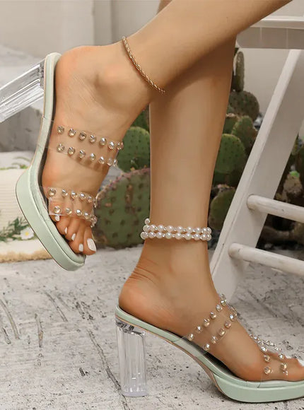 KissICON Shiny Crystal Super High Heel Sandals Women Plus