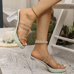 KissICON Shiny Crystal Super High Heel Sandals Women Plus