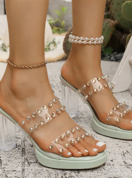 KissICON Shiny Crystal Super High Heel Sandals Women Plus