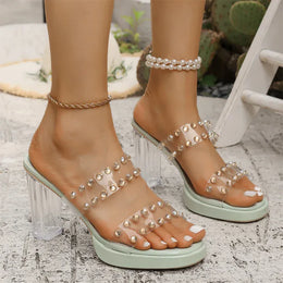 KissICON Shiny Crystal Super High Heel Sandals Women Plus