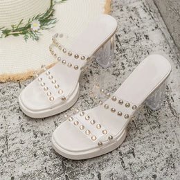 KissICON Shiny Crystal Super High Heel Sandals Women Plus