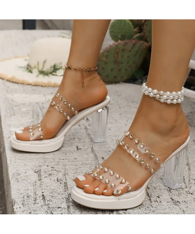 KissICON Shiny Crystal Super High Heel Sandals Women Plus