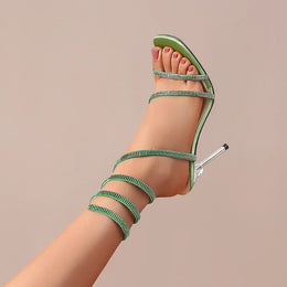 KissICON Shiny Crystal Super High Heels Sandals for Women