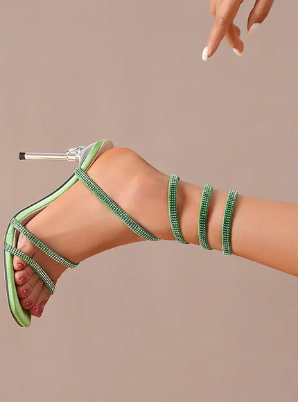 KissICON Shiny Crystal Super High Heels Sandals for Women