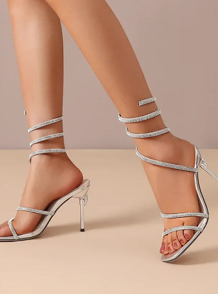 KissICON Shiny Crystal Super High Heels Sandals for Women
