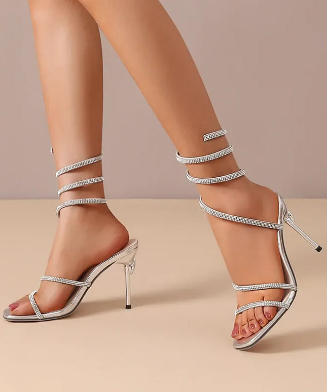KissICON Shiny Crystal Super High Heels Sandals for Women