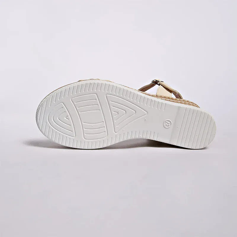 KissICON Shiny Large Crystal Chain Wedges Sandals for Women
