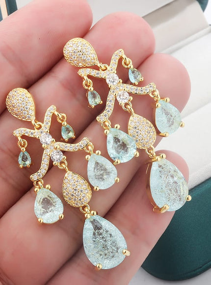 KissICON 💋 Shiny Light Blue Zircon Earrings - Sterling Silver 925