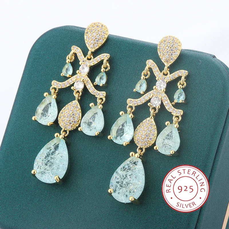 KissICON 💋 Shiny Light Blue Zircon Earrings - Sterling Silver 925