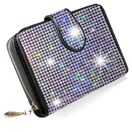 KissICON Shiny Multicolored Luxury Rhinestone Mini Wallet Elegant Party Purse Gift Ready