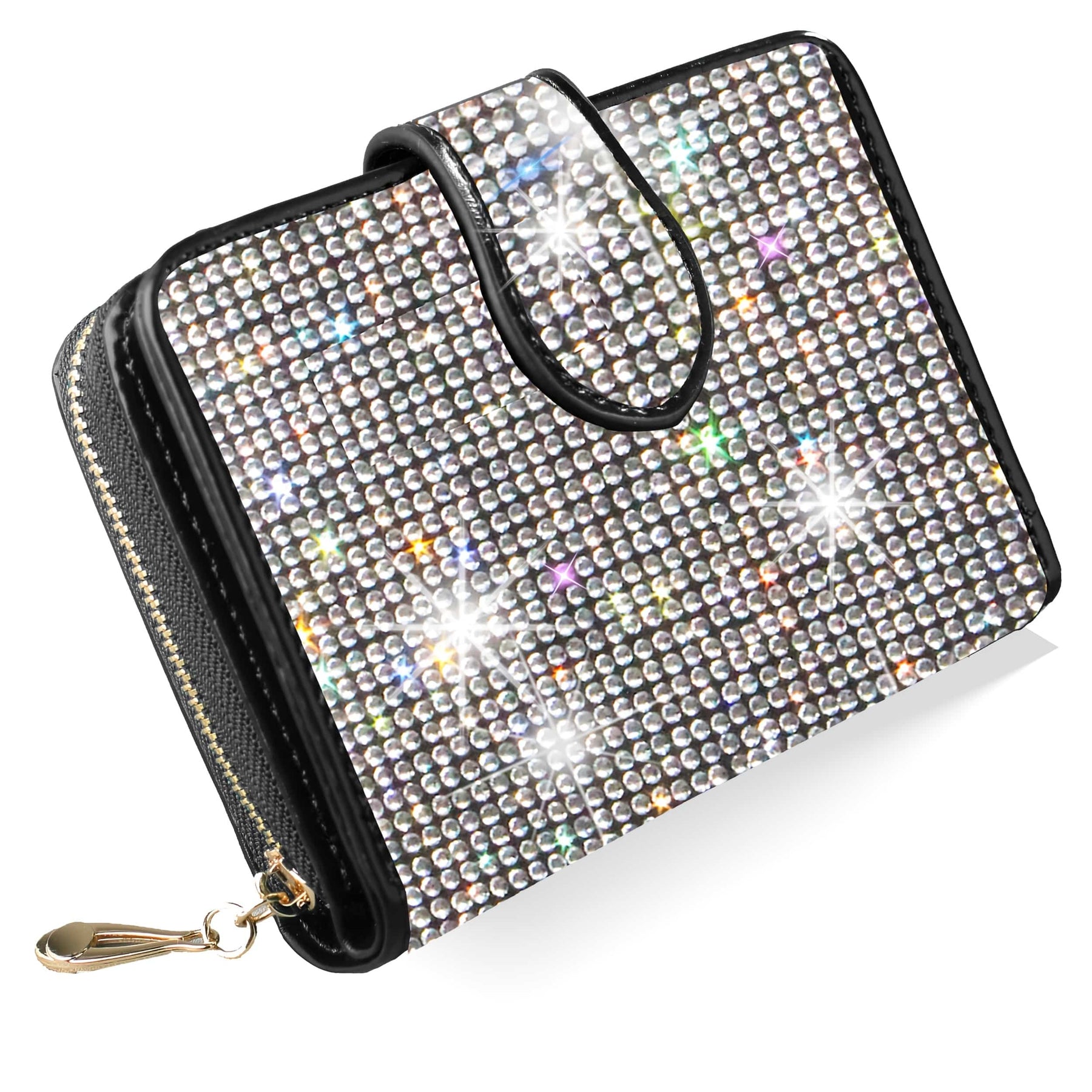 KissICON Shiny White Luxury Rhinestone Mini Wallet Elegant Party Purse Gift Ready