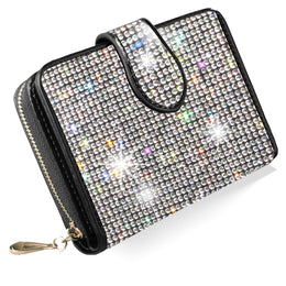 KissICON Shiny White Luxury Rhinestone Mini Wallet Elegant Party Purse Gift Ready