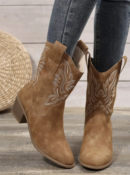 KissICON Shoes for Women New Embroidered Western Cowboy Boots
