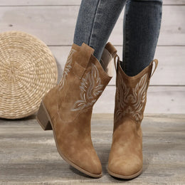 KissICON Shoes for Women New Embroidered Western Cowboy Boots