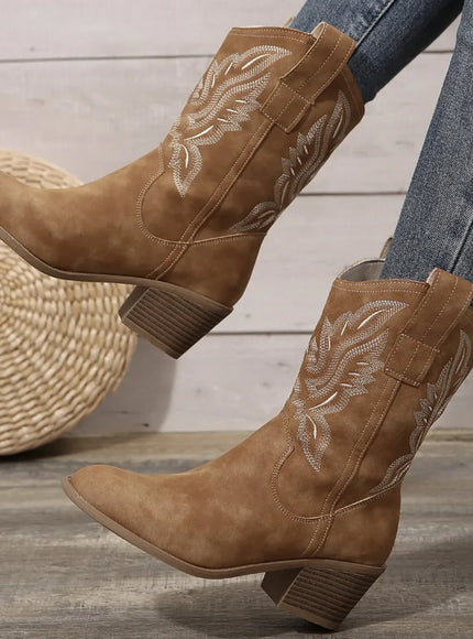 KissICON Shoes for Women New Embroidered Western Cowboy Boots