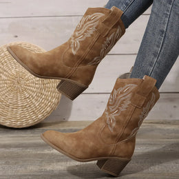KissICON Shoes for Women New Embroidered Western Cowboy Boots