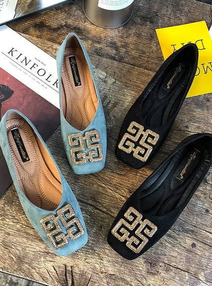 KissICON Shoes Women's Flat 2022 Autumn Fashion Square Toe