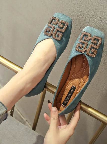 KissICON Shoes Women's Flat 2022 Autumn Fashion Square Toe