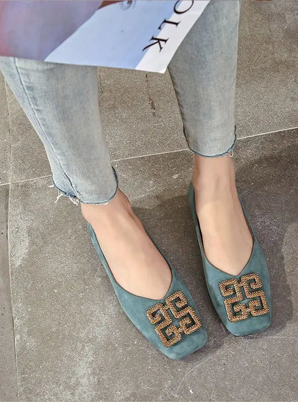 KissICON Shoes Women's Flat 2022 Autumn Fashion Square Toe