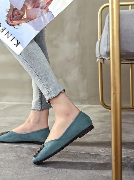 KissICON Shoes Women's Flat 2022 Autumn Fashion Square Toe