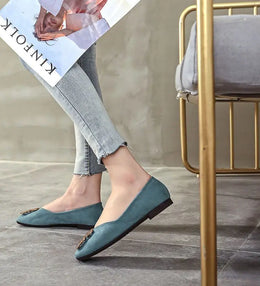 KissICON Shoes Women's Flat 2022 Autumn Fashion Square Toe