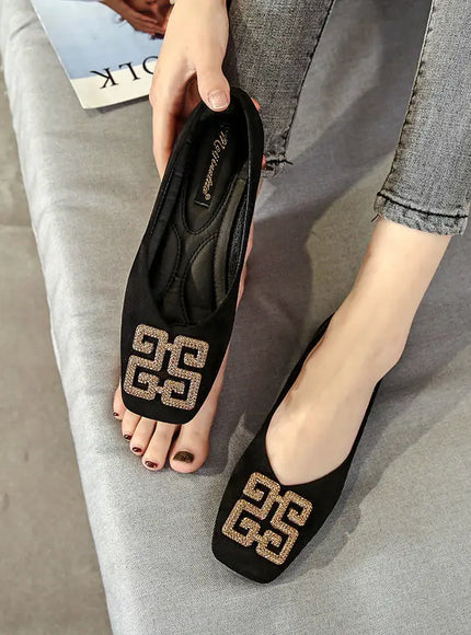 KissICON Shoes Women's Flat 2022 Autumn Fashion Square Toe
