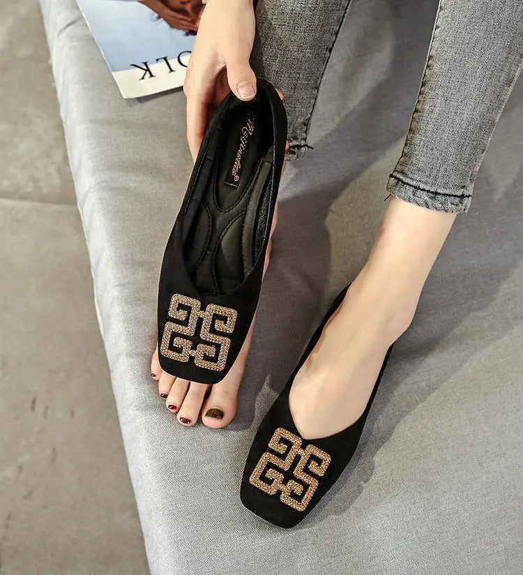 KissICON Shoes Women's Flat 2022 Autumn Fashion Square Toe