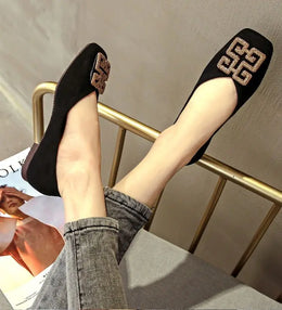 KissICON Shoes Women's Flat 2022 Autumn Fashion Square Toe