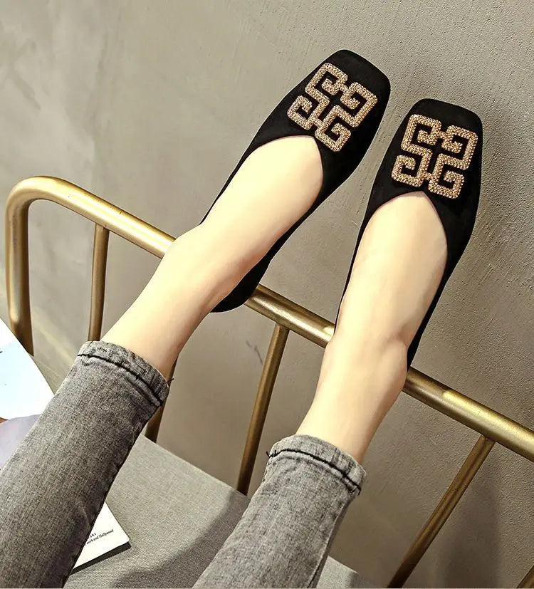 KissICON Shoes Women's Flat 2022 Autumn Fashion Square Toe
