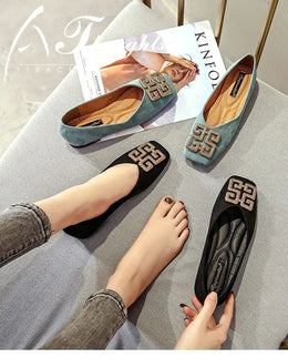 KissICON Shoes Women's Flat 2022 Autumn Fashion Square Toe