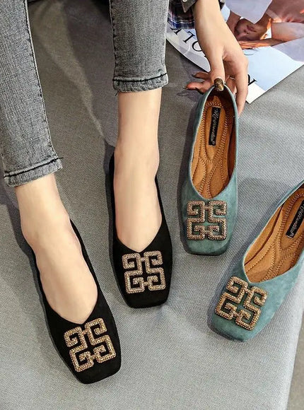 KissICON Shoes Women's Flat 2022 Autumn Fashion Square Toe