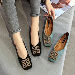KissICON Shoes Women's Flat 2022 Autumn Fashion Square Toe