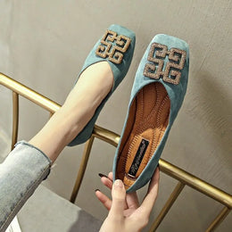 KissICON Shoes Women's Flat 2022 Autumn Fashion Square Toe
