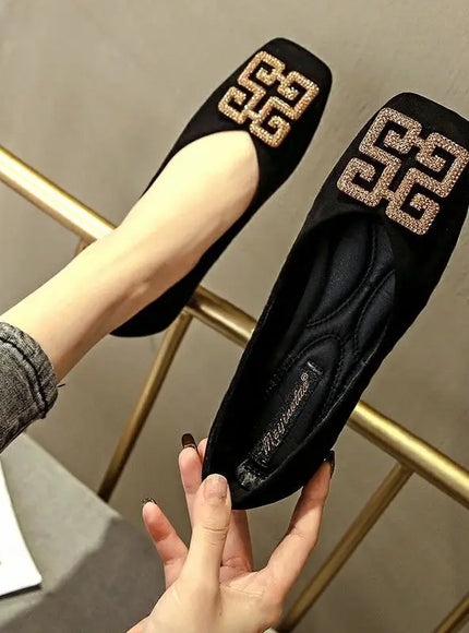 KissICON Shoes Women's Flat 2022 Autumn Fashion Square Toe