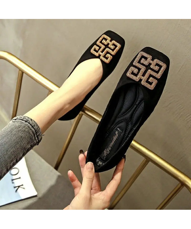 KissICON Shoes Women's Flat 2022 Autumn Fashion Square Toe