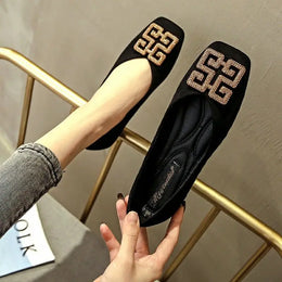 KissICON Shoes Women's Flat 2022 Autumn Fashion Square Toe