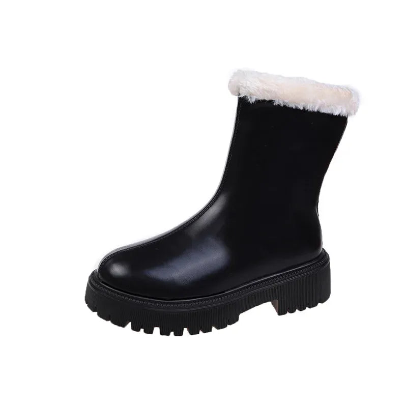 KissICON Short Black / 40 Women's Winter Short/Long Tube Cotton Boots Thick Sole