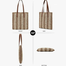 KissICON Shoulder Woven Stripesd Straw Fashionable Handbag –