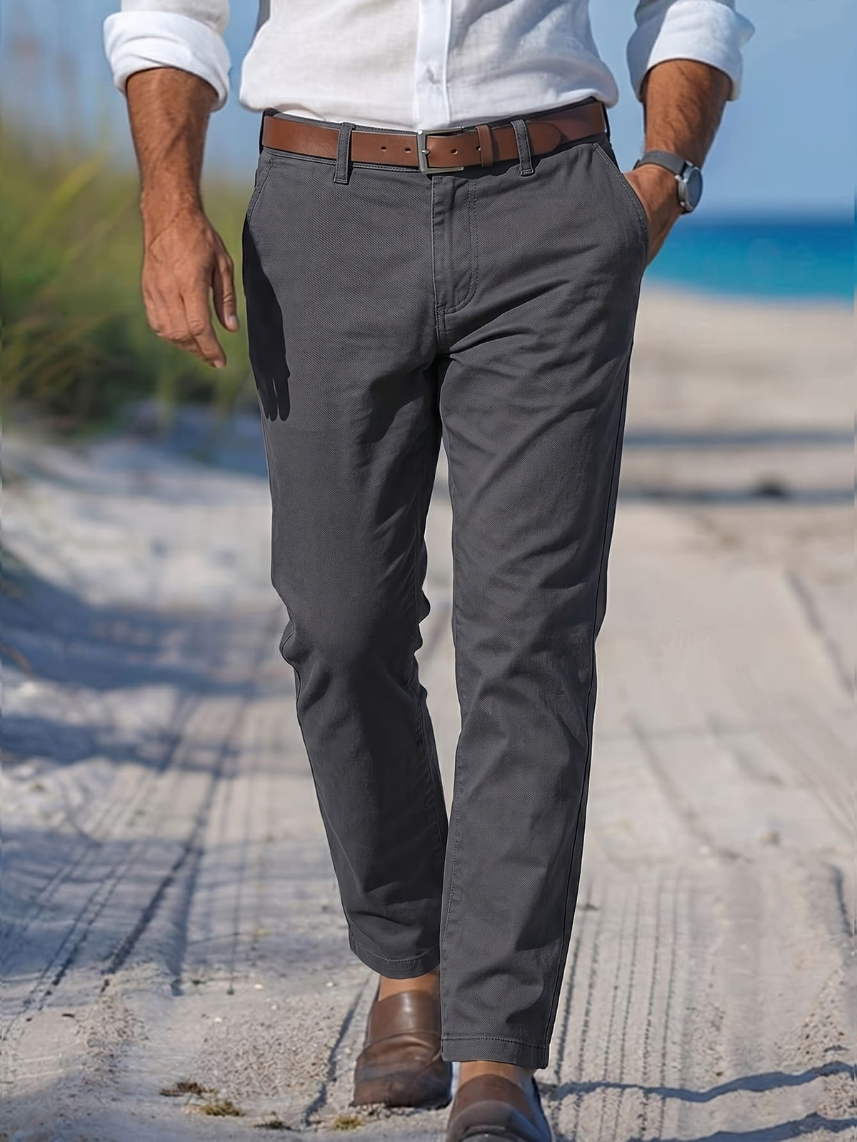 KissICON Silky Ice Fiber WrinkleFree Mens Business Casual Straight Pants
