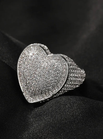 KissICON silver / 10 Kissicon Tbtk Heart Ring – Micro Paved Iced